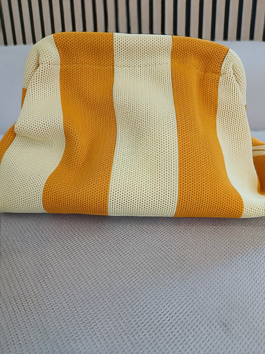 Pochette clutch rigata gialla e arancio