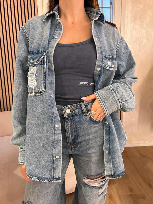 Camicia in denim con rotture