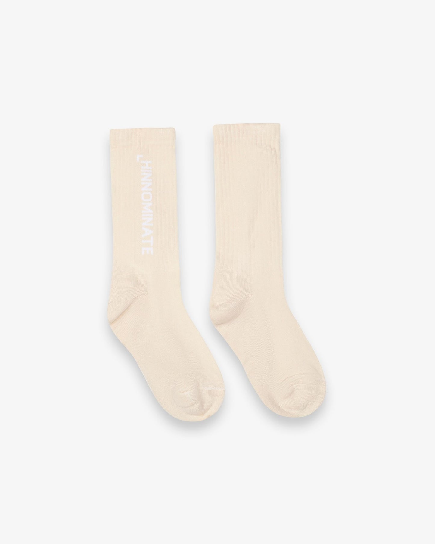 Calza con intarsio in verticale beige