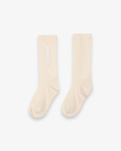 Calza con intarsio in verticale beige