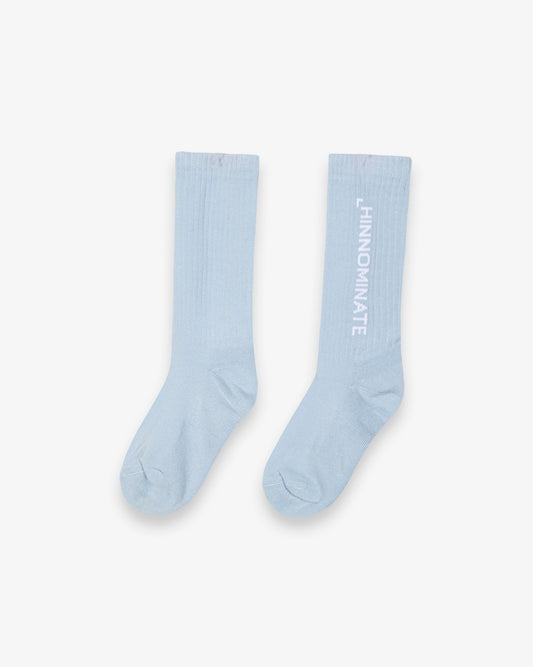 Calza con intarsio azzurro pastello