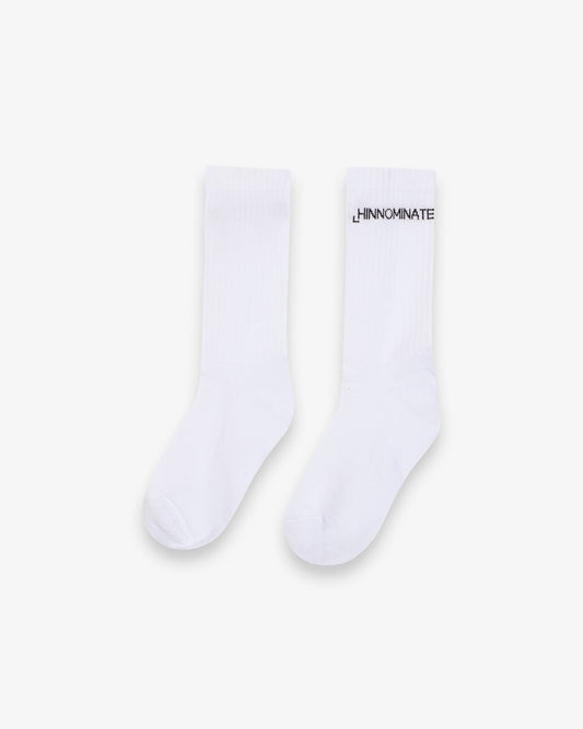 Calza con intarsio orizzontale bianco