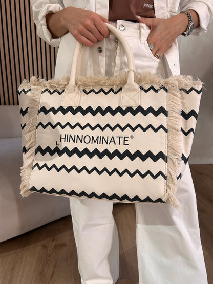 Borsa in Canvas grande off white