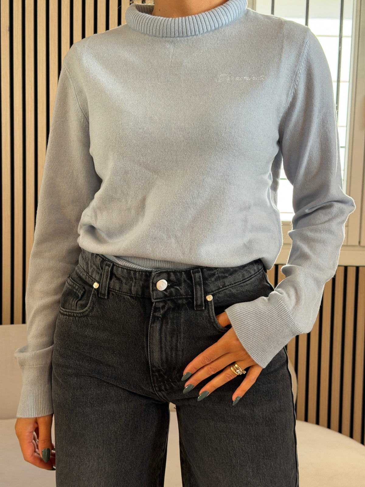 Maglia paricollo con ricamo