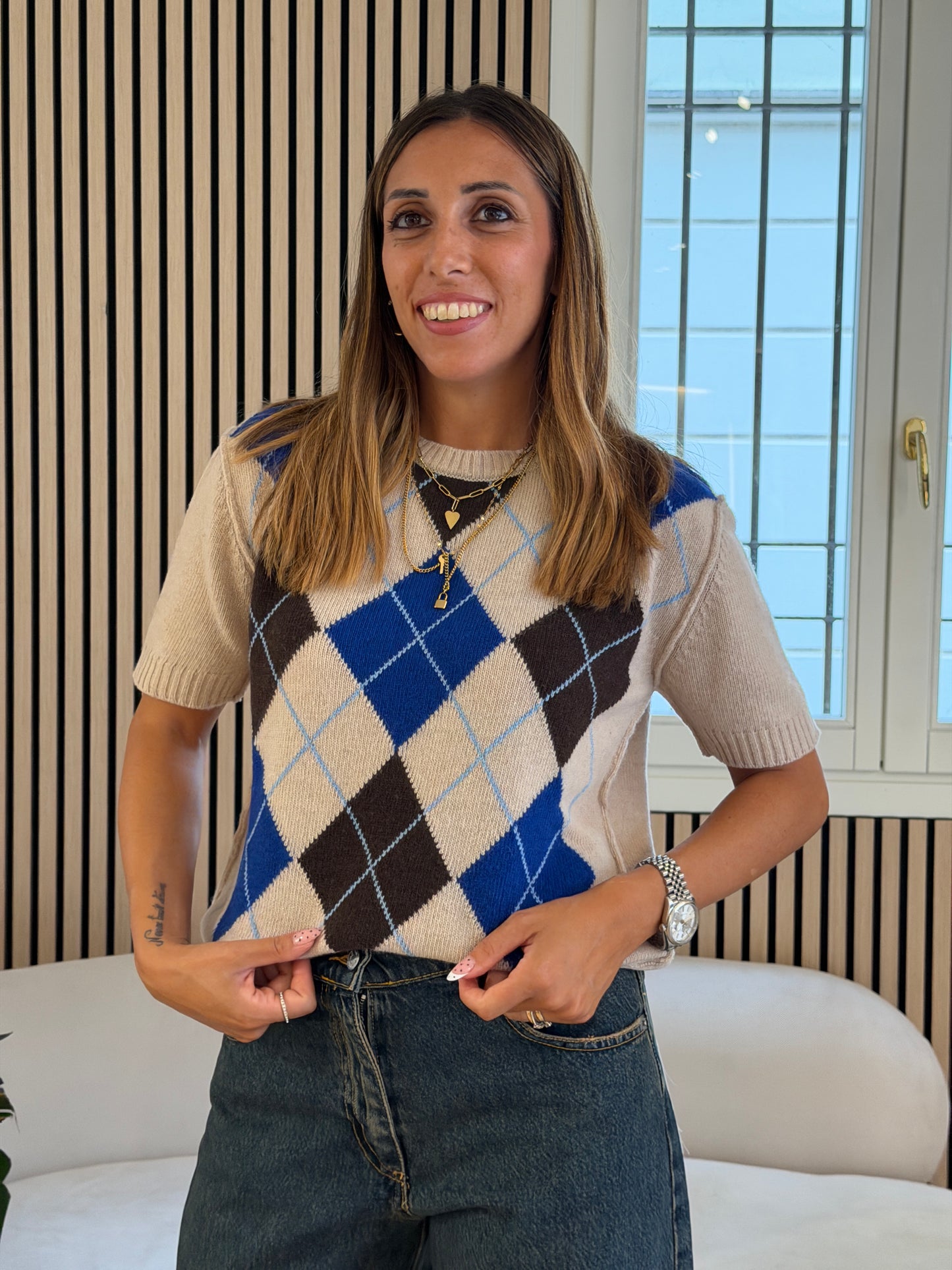 Maglia manica corta rombi