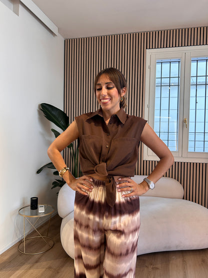 Camicia smanicata cioccolato