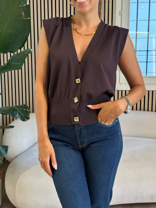 Gilet in viscosa con bottoni