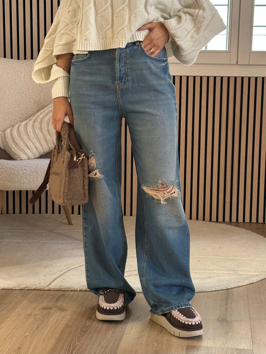 Jeans strappi gamba larga