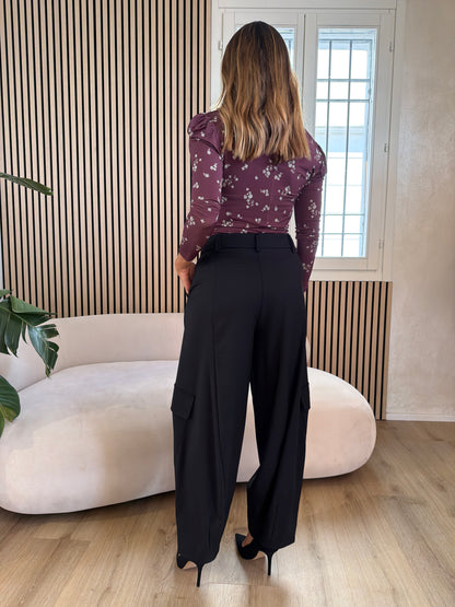 Pantalone baloon cargo nero