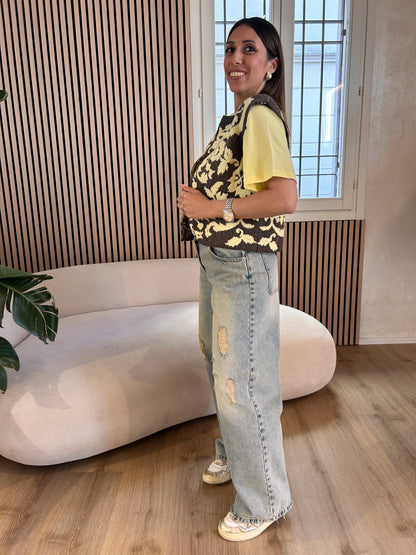 Gilet Bicolor ricamo