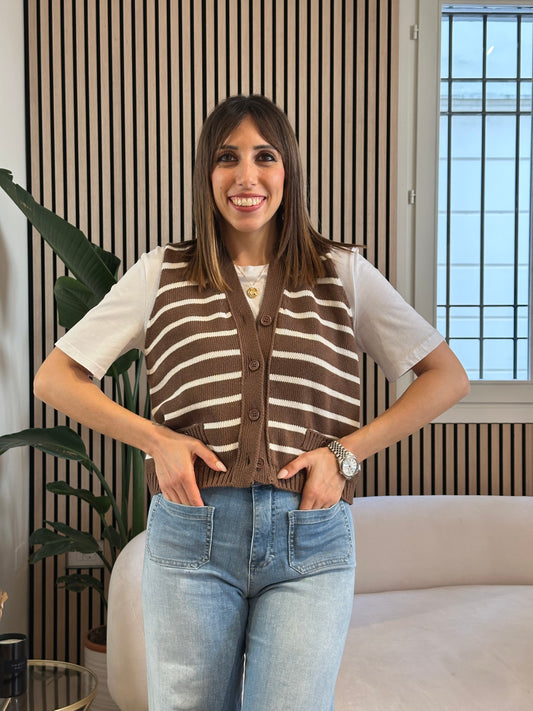 Gilet a righe con bottoni