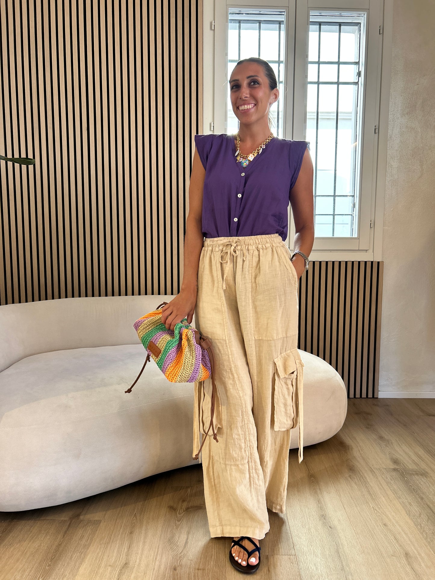Camicia smanicata viola