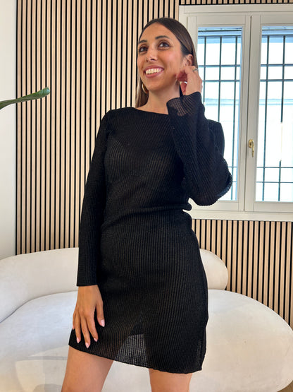 Abito incrocio schiena Nero