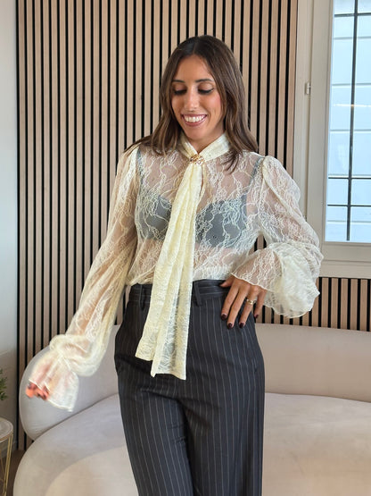 Camicia burro in pizzo gioiello