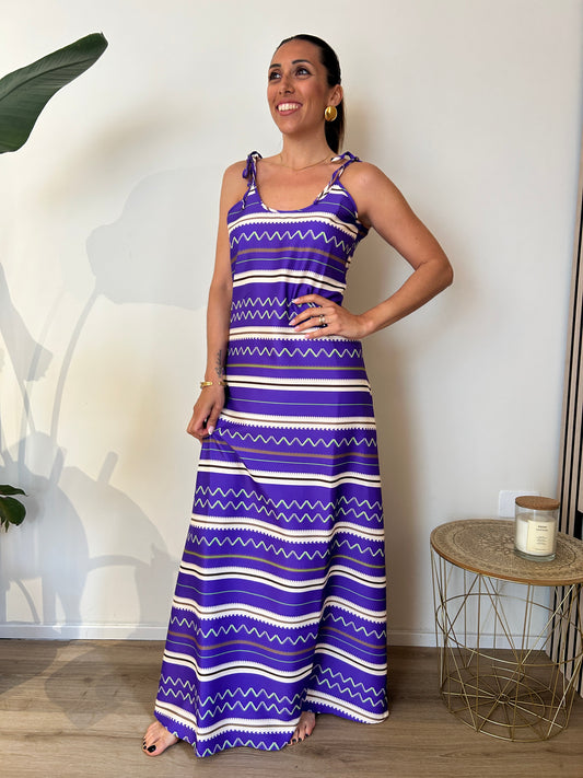 Vestito lungo fantasia zig zag