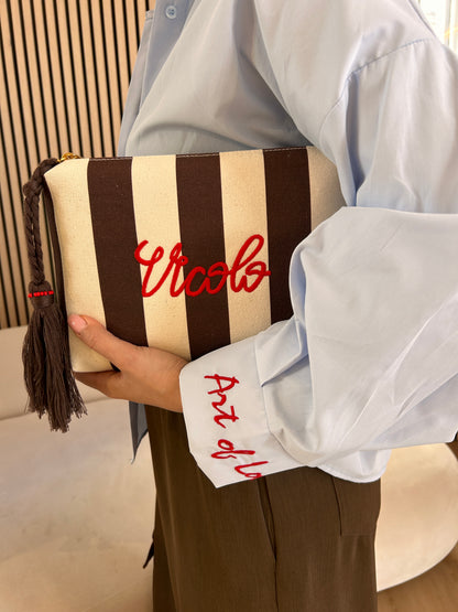 Borsa rigata moro/burro