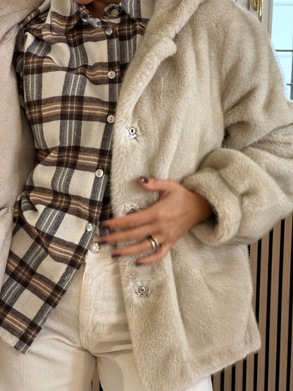 Pelliccia bomber beige