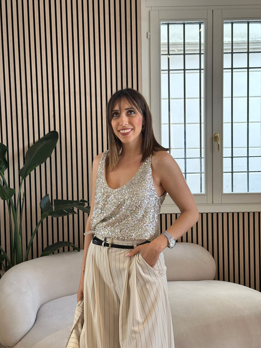 Canotta paillettes basic
