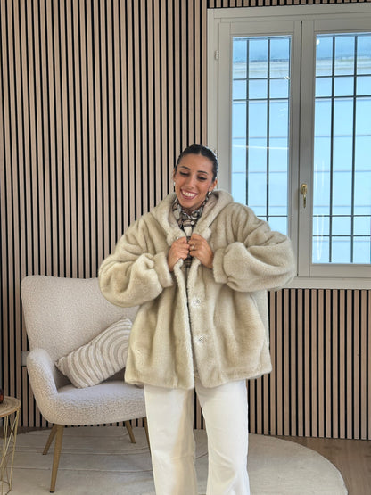 Pelliccia bomber beige