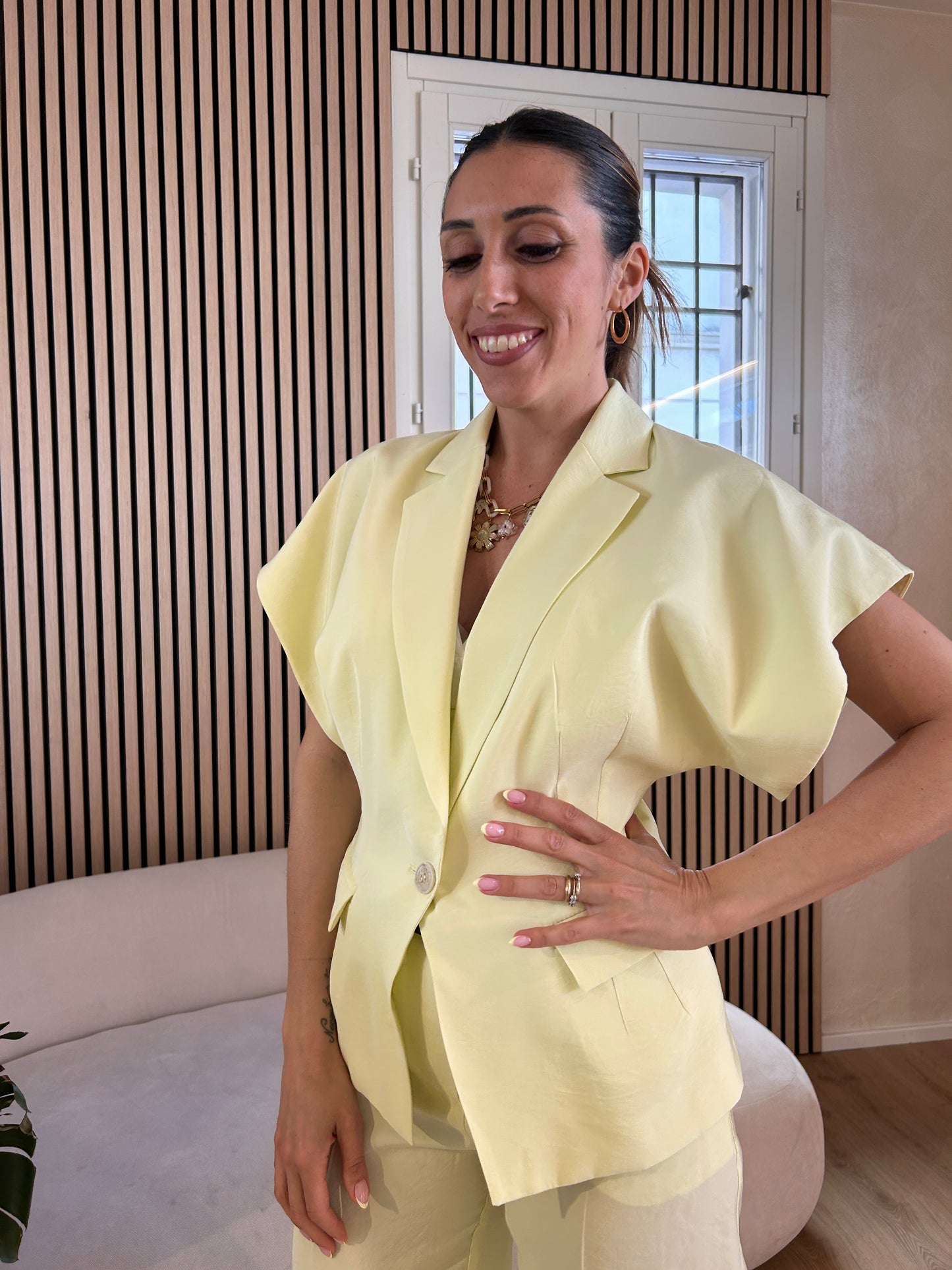 Gilet un bottone giallo lime