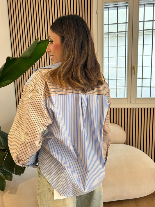 Camicia over tre tessuti