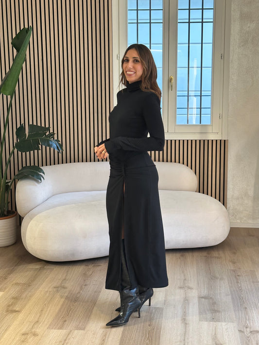 Abito lungo spacco nero