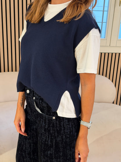 Gilet scollo V blu