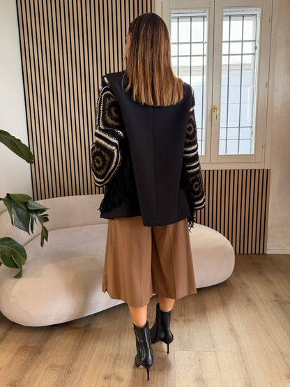 Giacca nera manica crochet
