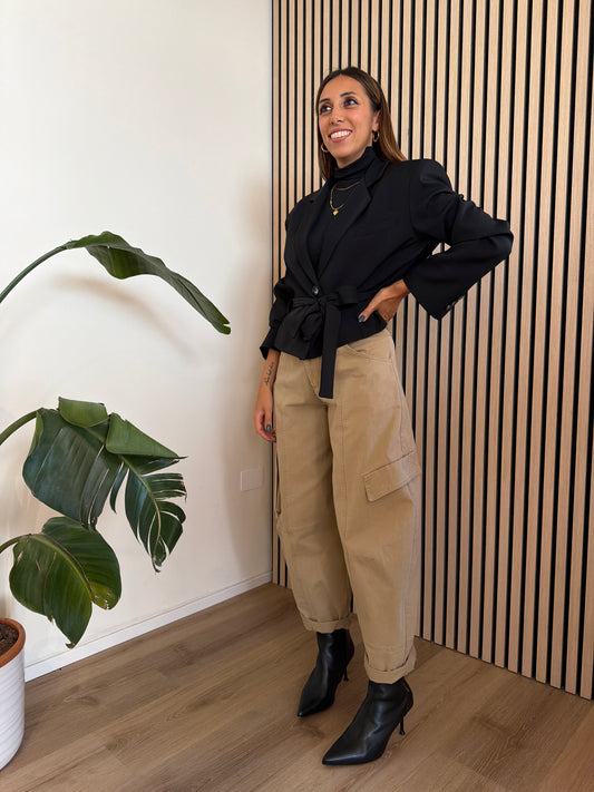 Pantalone cargo beige