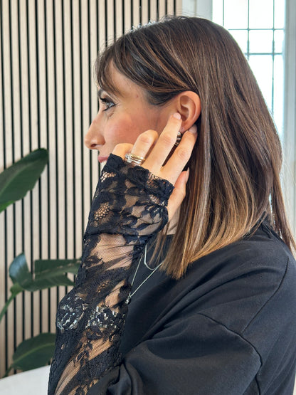 T-Shirt over con maniche in pizzo
