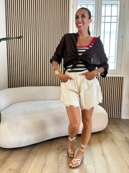 Shorts pizzo burro