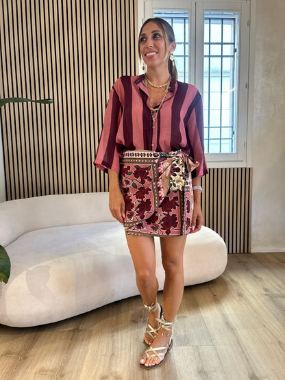 Camicia rigata rosa