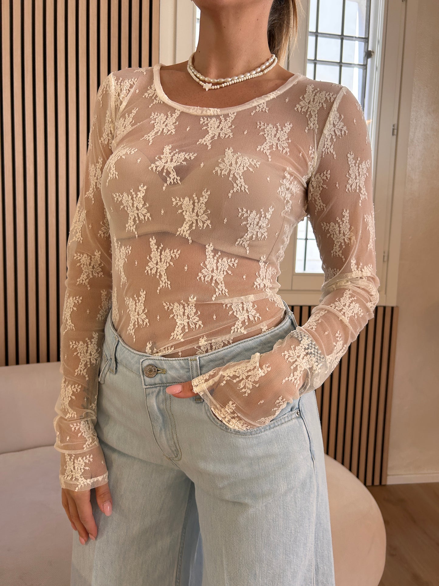 Maglia pizzo avorio