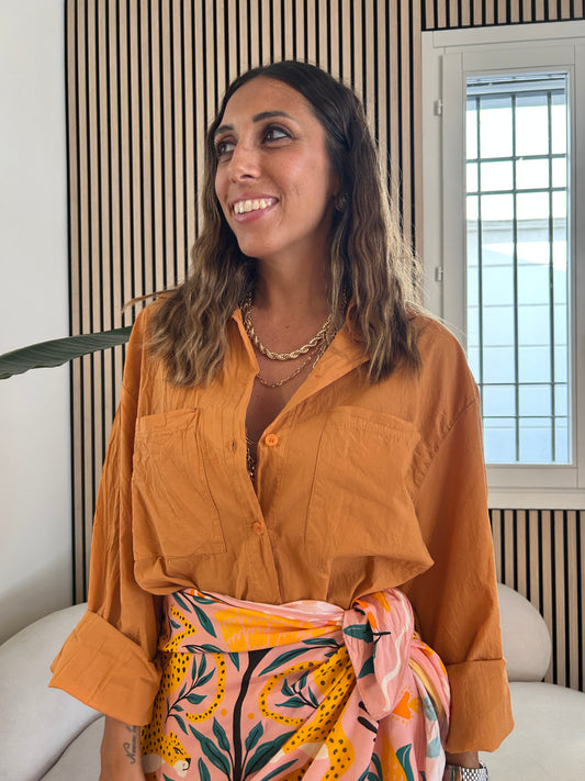 Camicia tasche papaya
