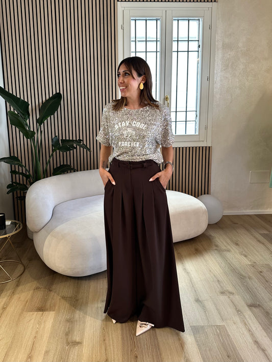 Pantalone vita alta ebano