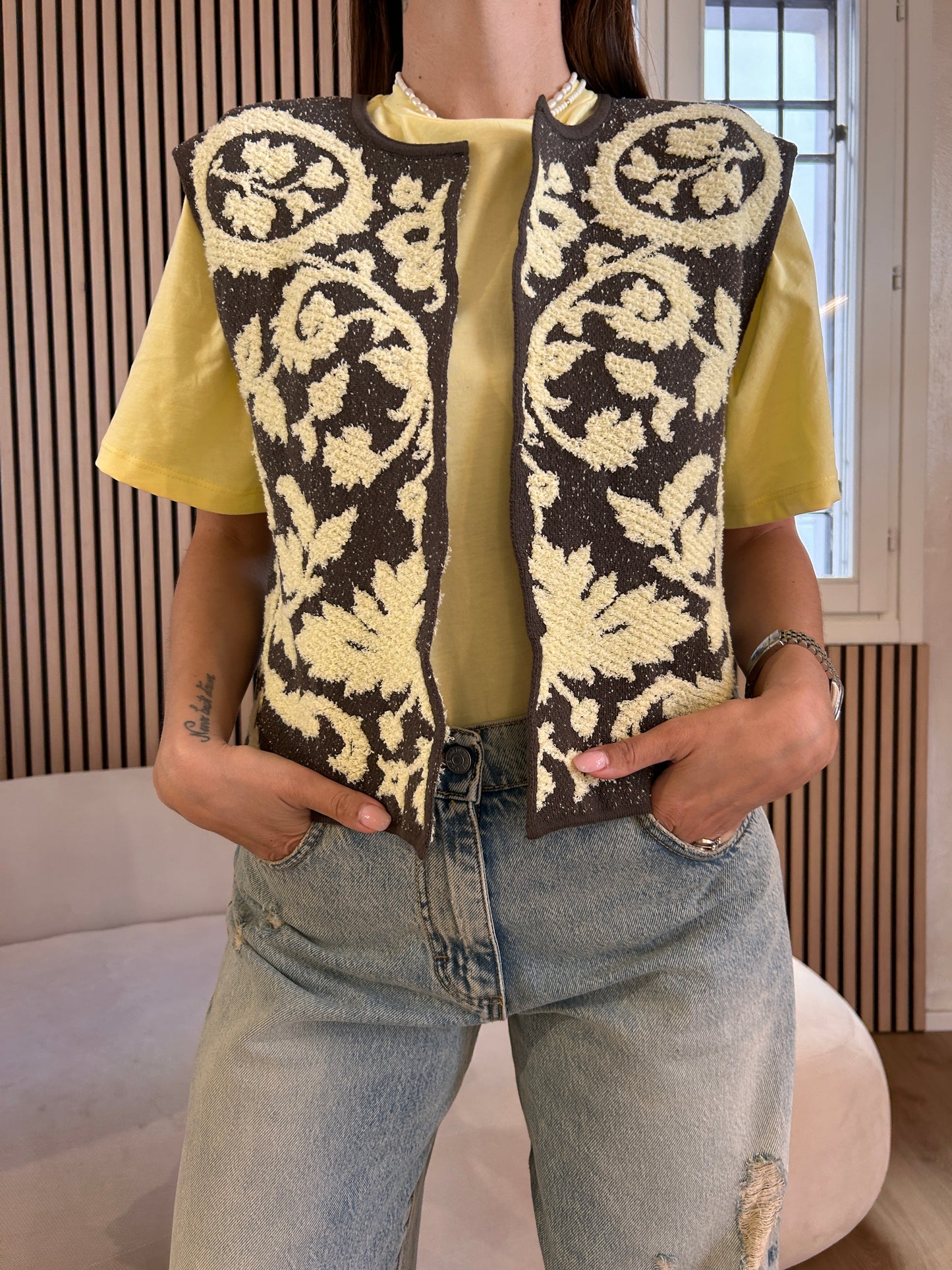 Gilet Bicolor ricamo