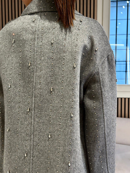 Cappotto handmade strass grigio