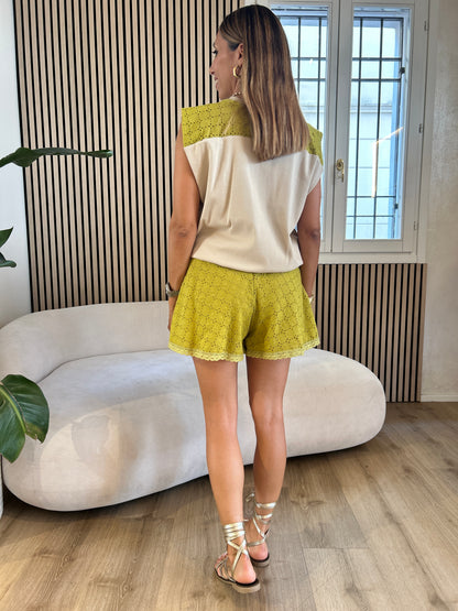 T-shirt marmo con sangallo