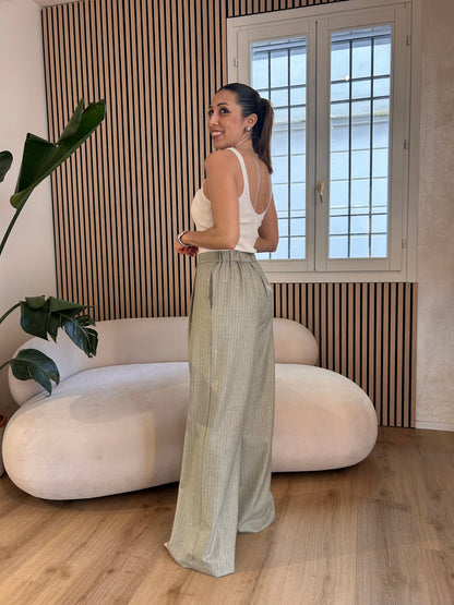 Pantalone gessato micro paillettes