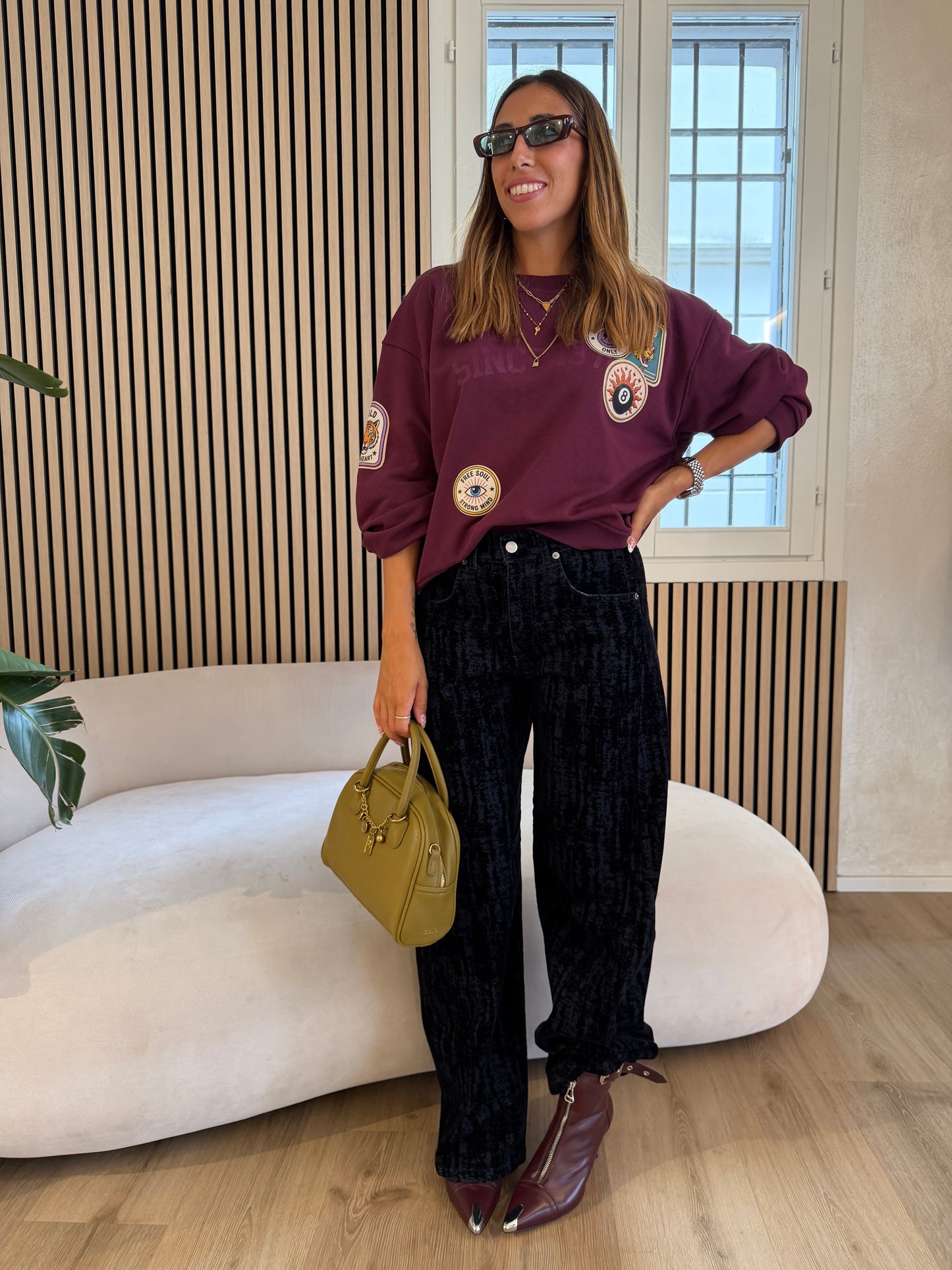 Felpa patch bordeaux