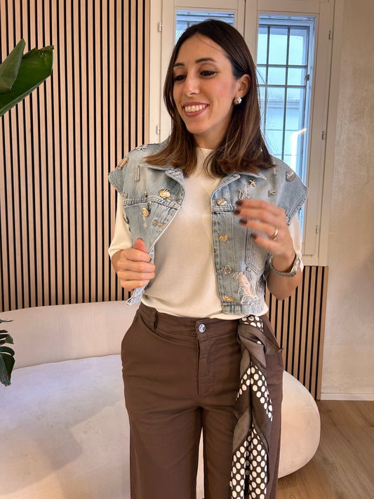 Gilet applicazioni Denim