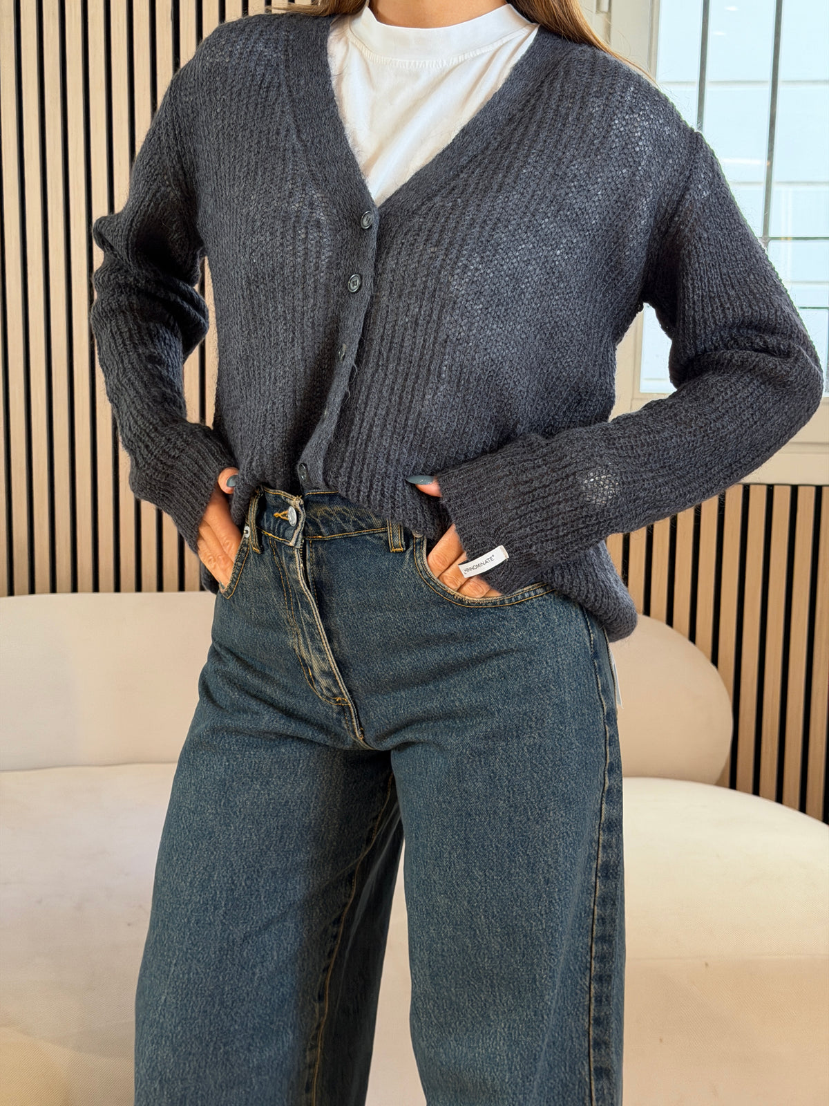 Cardigan corto in mohair Ferro
