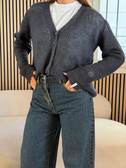 Cardigan corto in mohair Ferro