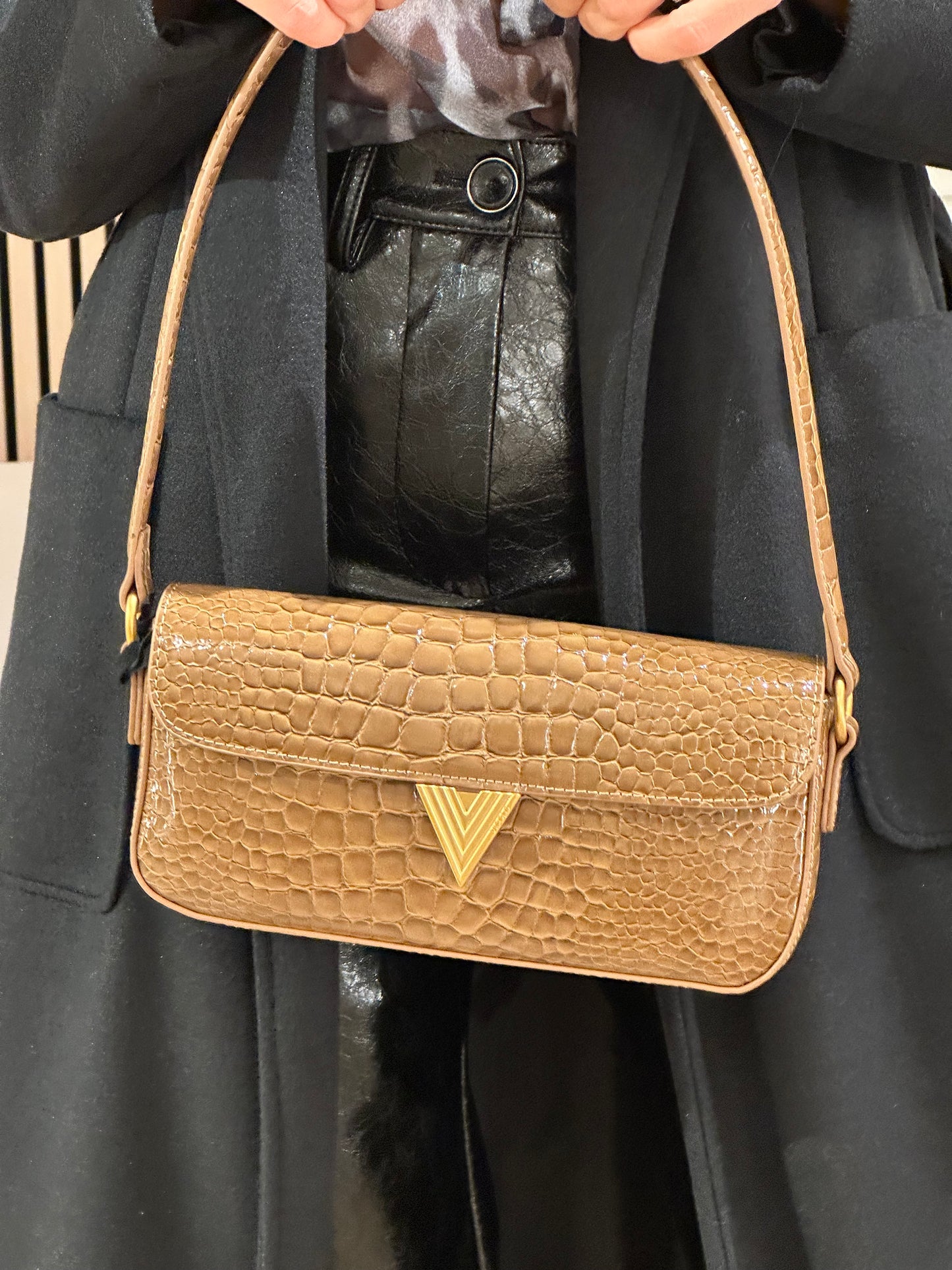 Borsa pencil coccodrillo