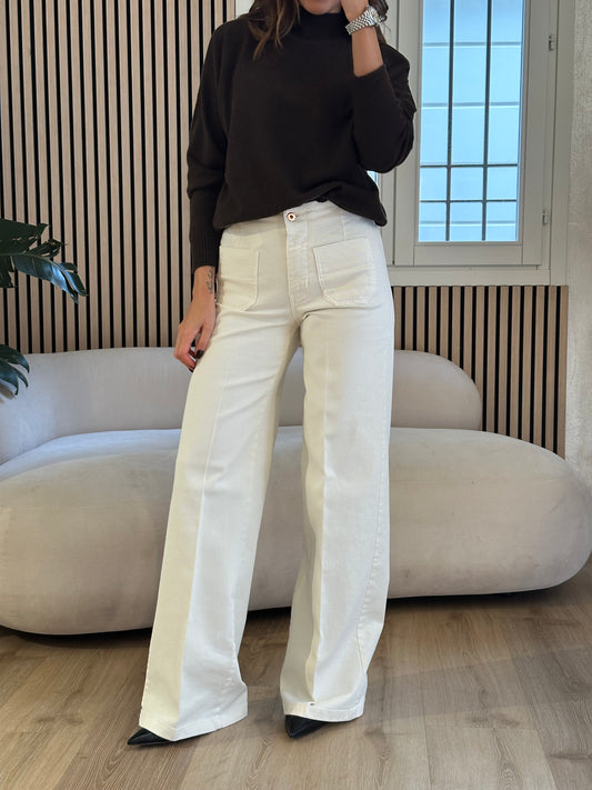 Pantalone tasche panna