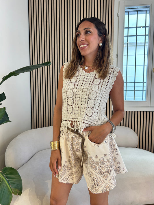 Gilet macramè frange