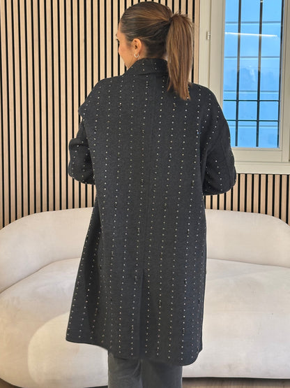 Cappotto handmade strass antracite