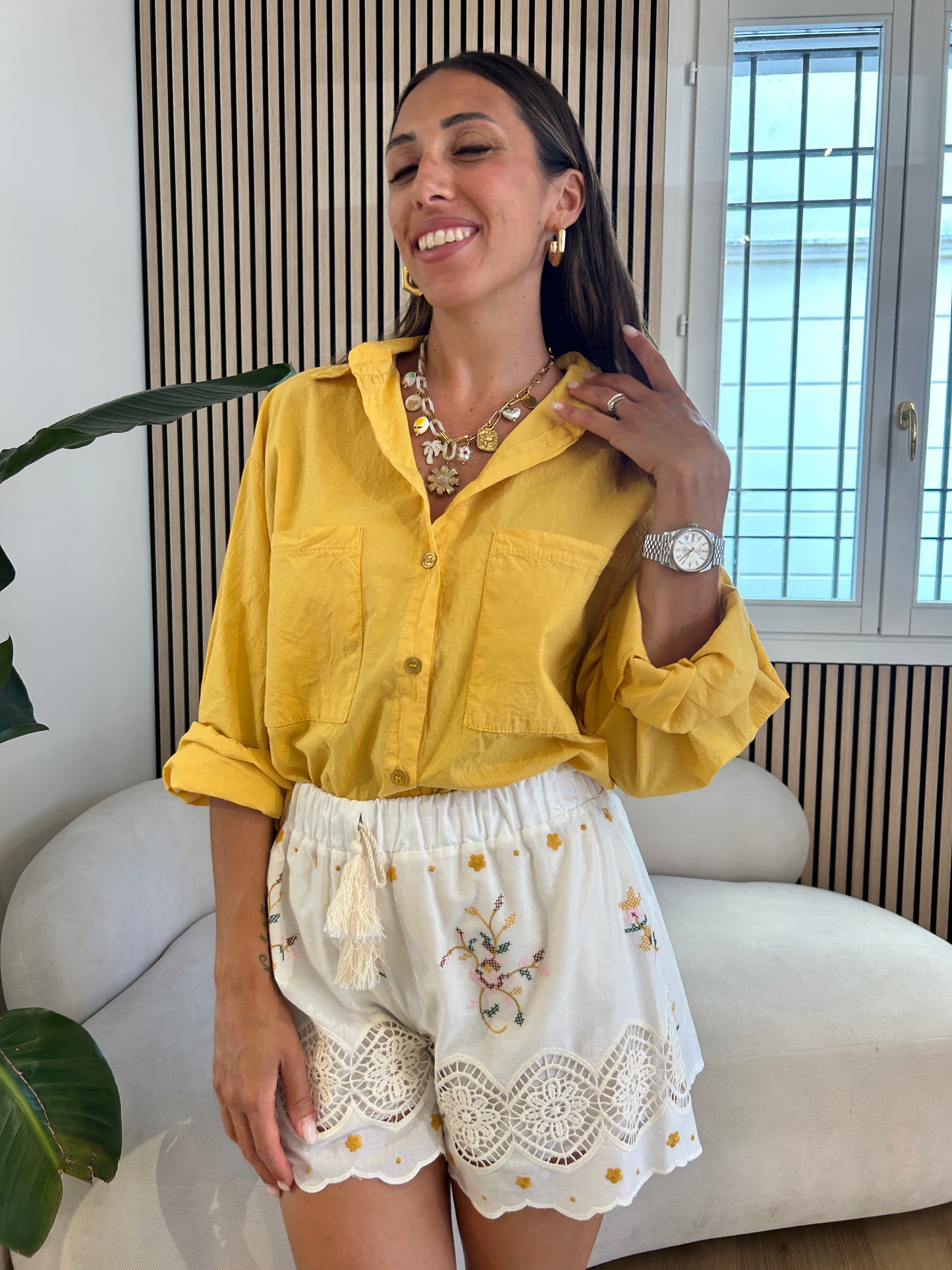 Camicia tasche yellow