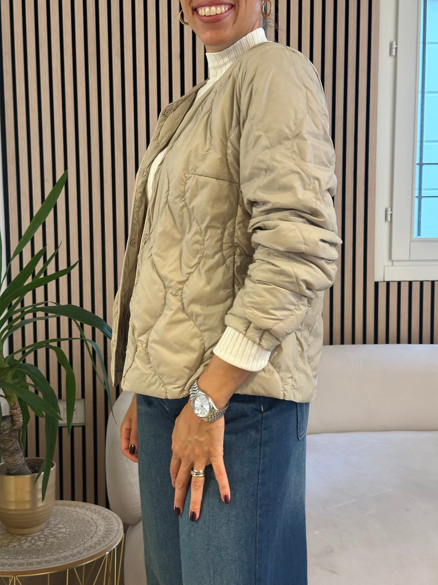 Giacca trapunta beige