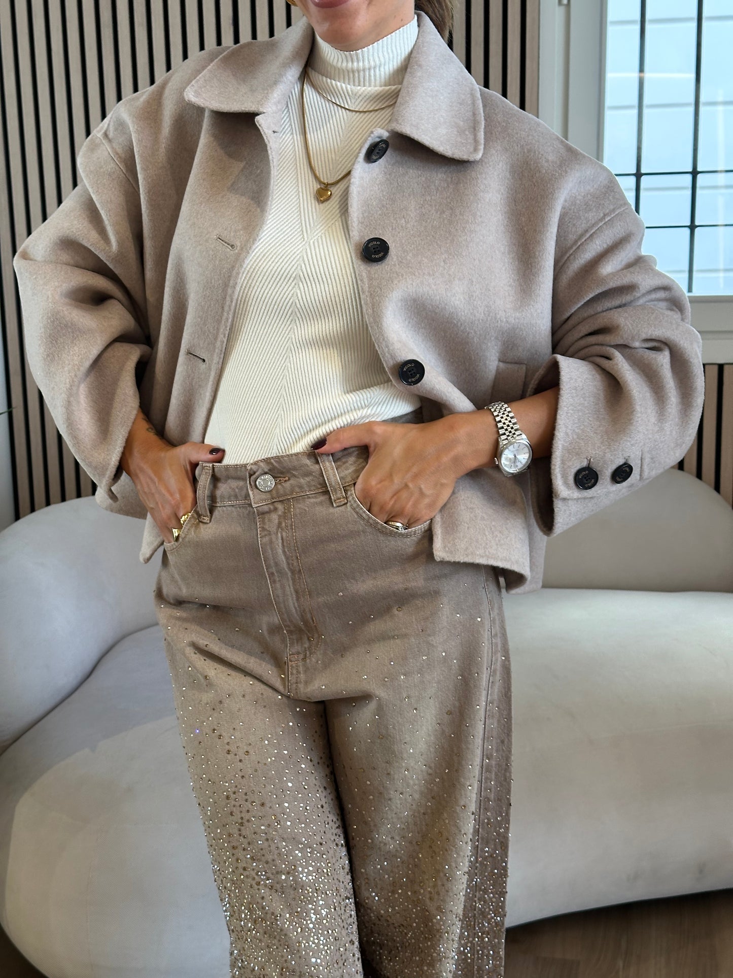 Cappotto outdoor corto tortora
